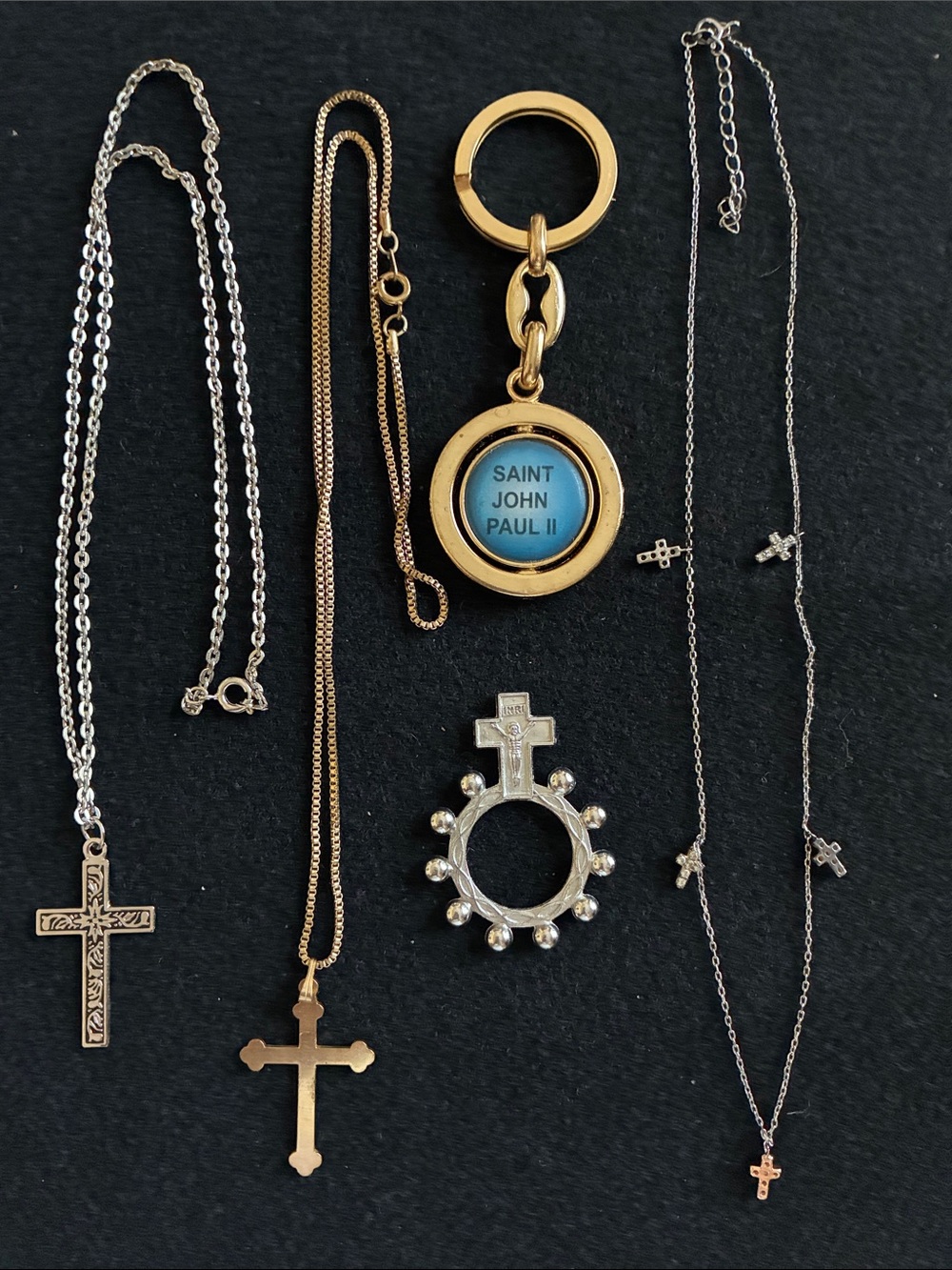Vintage Religious Jewelry Lot 5 With One Elegant Silver Plated Cross Necklace - Picture 8 of 8